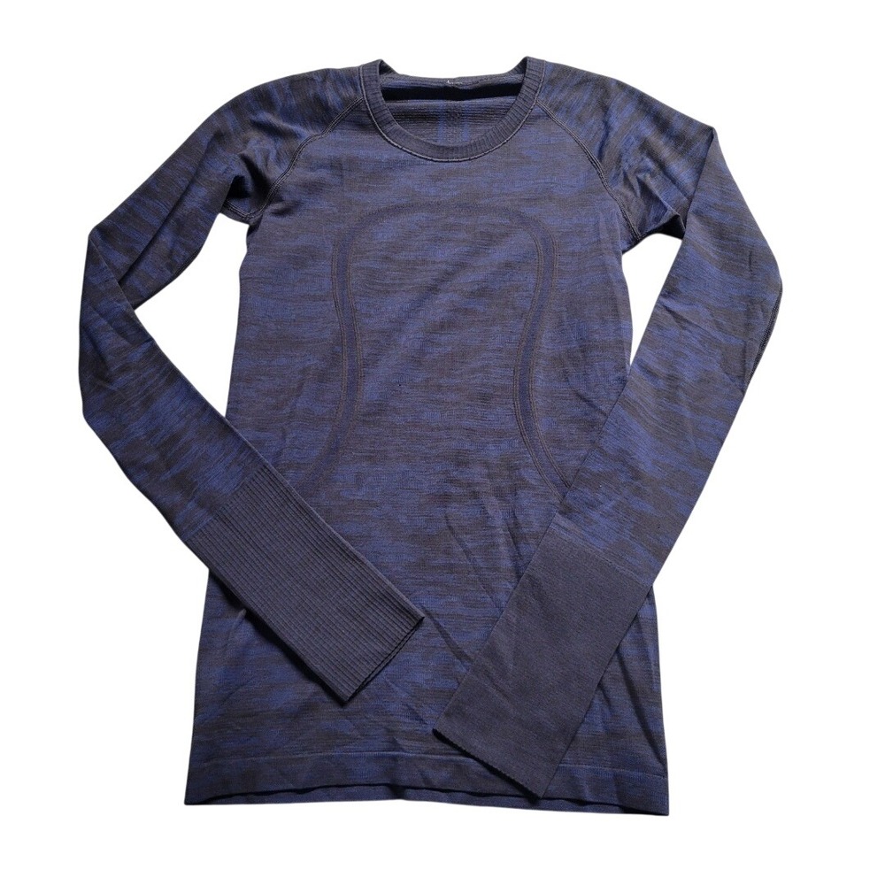 lululemon athletica Long Sleeve Seamless Heathered Top in Navy/Black